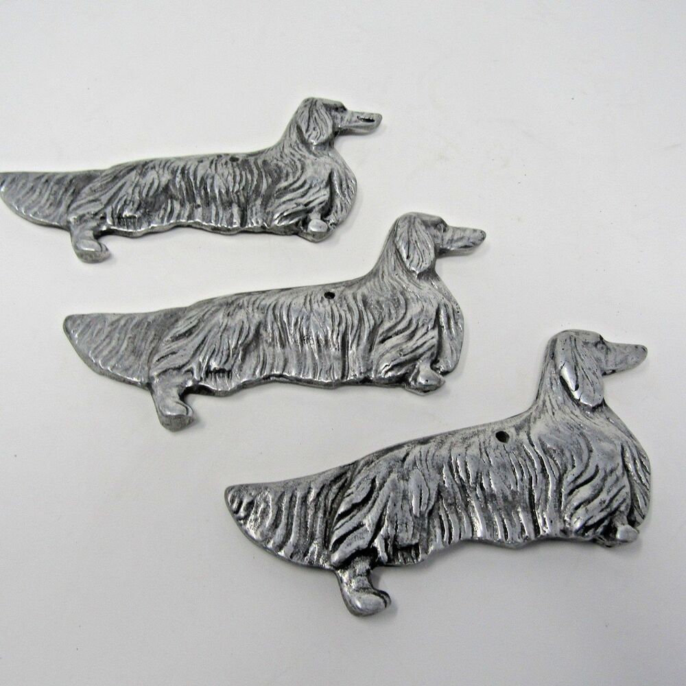 Long-Haired Dachshund Wind Chime Metal Figures 5.5" Replacement Dogs Pieces